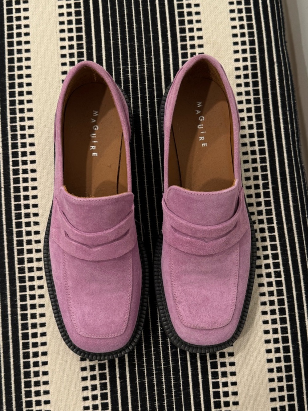 Women’s Suede Penny Loafers in Lavender Pink - Picture 2 of 3